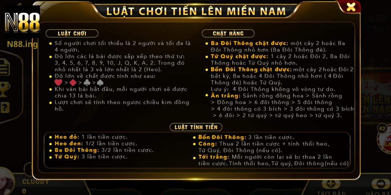 Kết quả ăn trắng tại game Tiến lên miền Nam N88