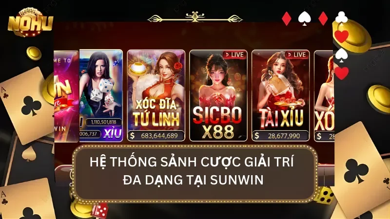 Hệ thống sảnh cược của cổng game vô cùng đa dạng giúp cược thủ không bị nhàm chán